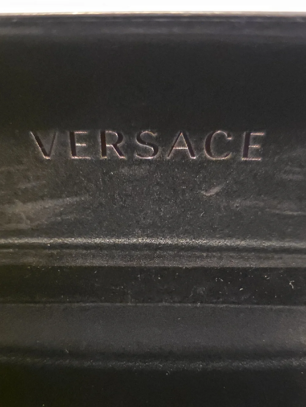 Authentic Black Versace Eyeglasses Sunglasses Hardshell Case Gold Script